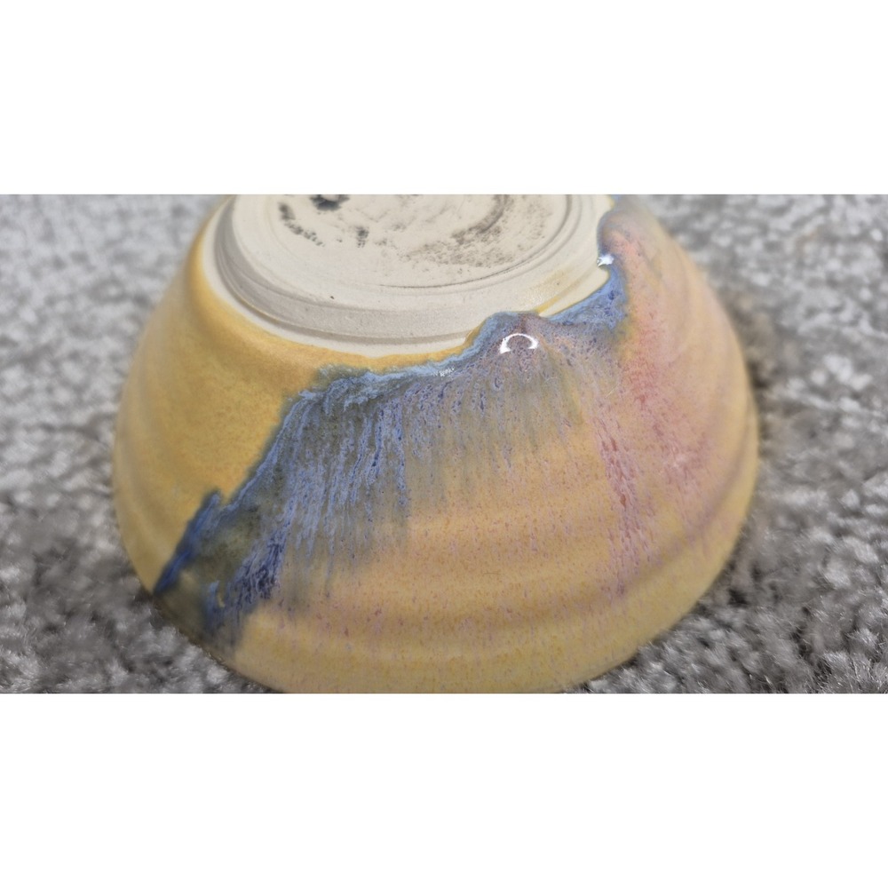 Muddy Five Studio Art Pottery Bowls Stoneware Yellow Blues‎ Pink Glazed Handmade - Picture 5 of 9